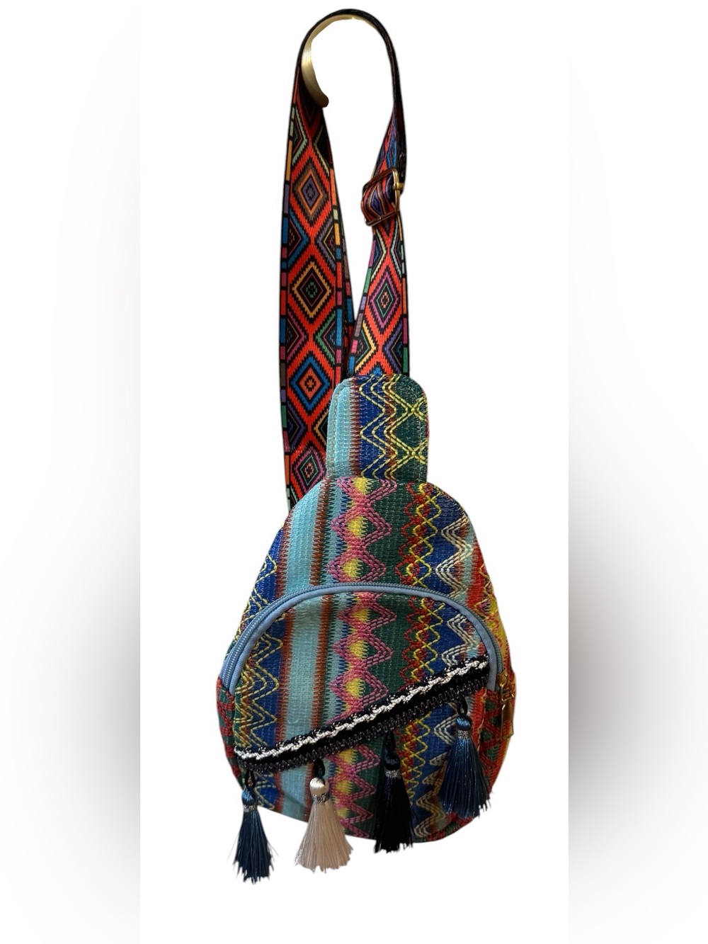 Colorful Bo-Ho style Woven Sling Bag - Multicolor NWT